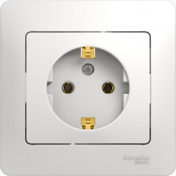 Розетка SCHNEIDER ELECTRIC GLOSSA с заземлением, в сборе, белый