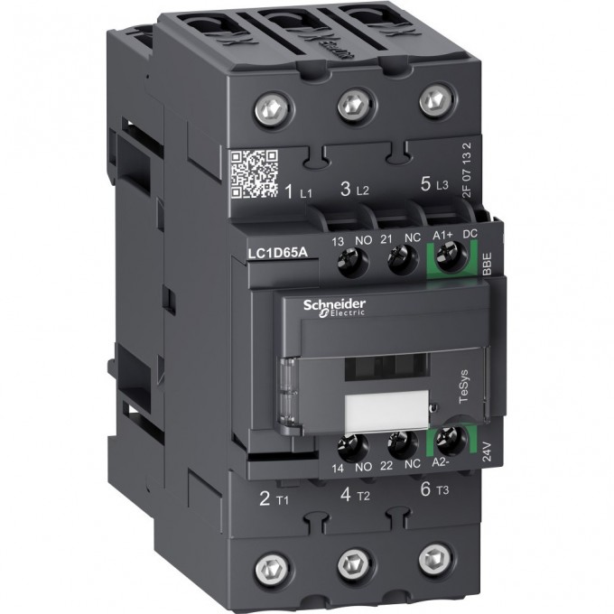 Контактор SCHNEIDER ELECTRIC TESYS 3P EVERLINK AC3 440В 65A, катушка управления 24В DC, пружинный зажим LC1D65ABBE